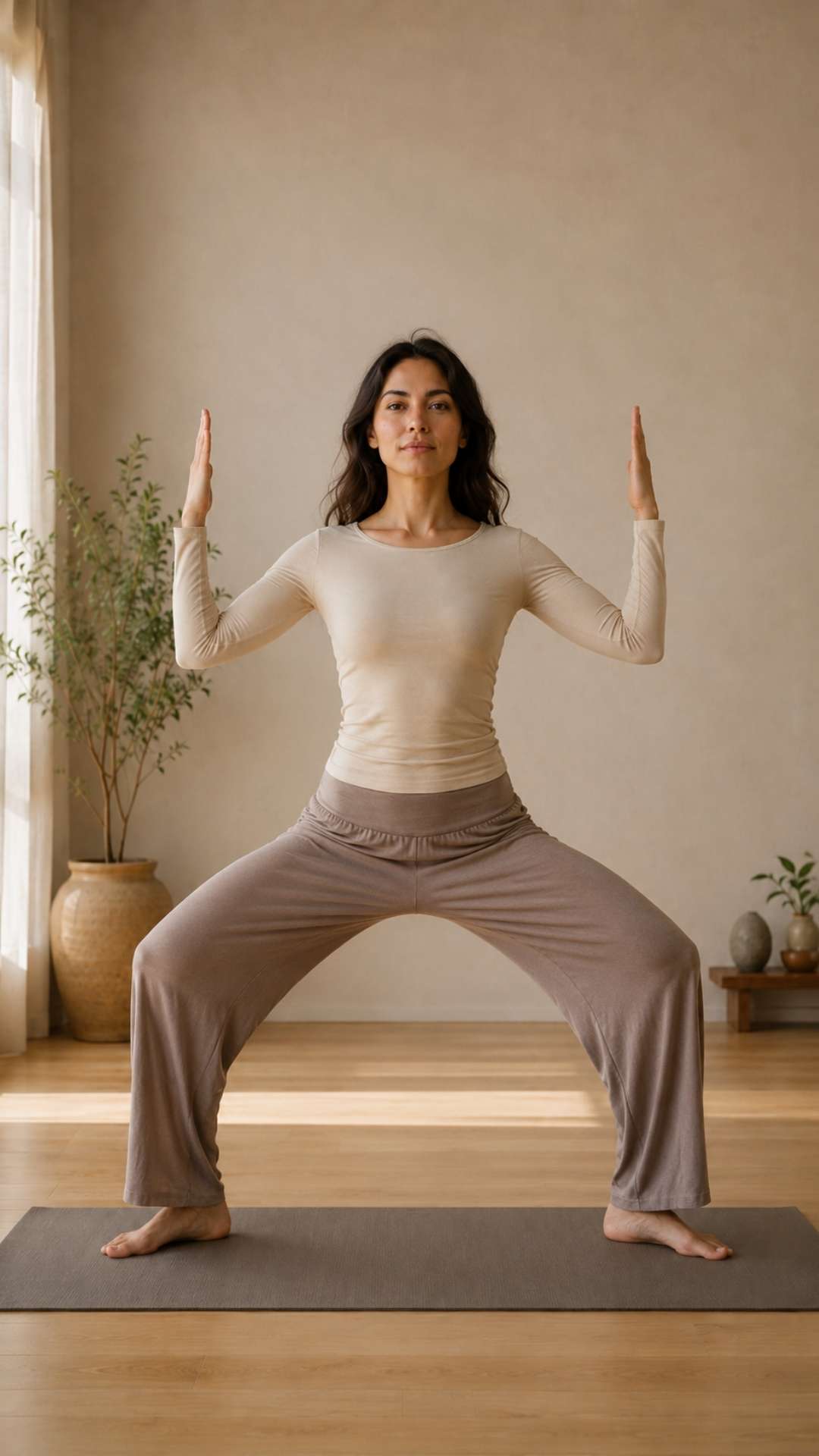 Yogini bei der Pranayama Atmung 