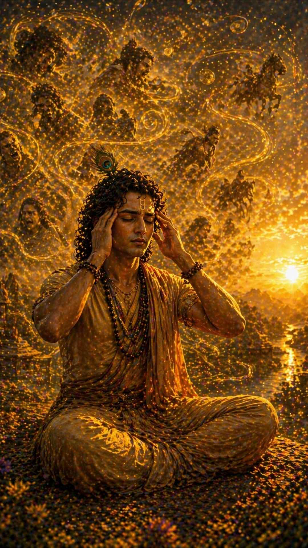 Krishna hält sich den Kopf bei so vielen Gedanken 