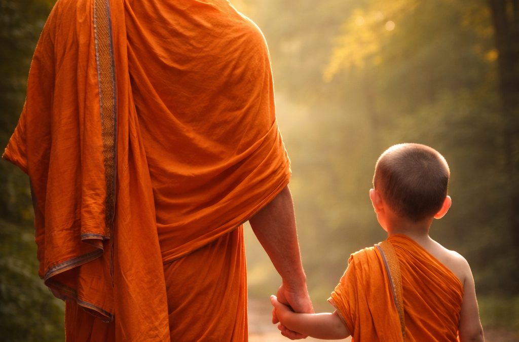 Woran erkenne ich mein inneres Kind im Alltag? Swami geht mit kleinem Swami spazieren