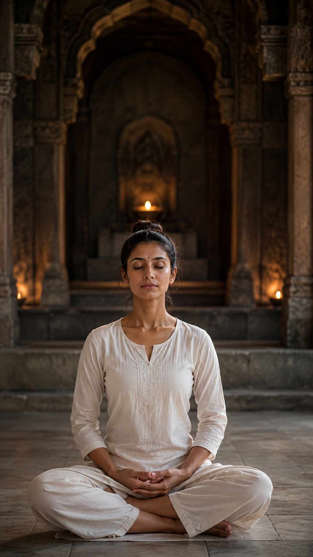 Yogini bei der Pranayama Atmung 