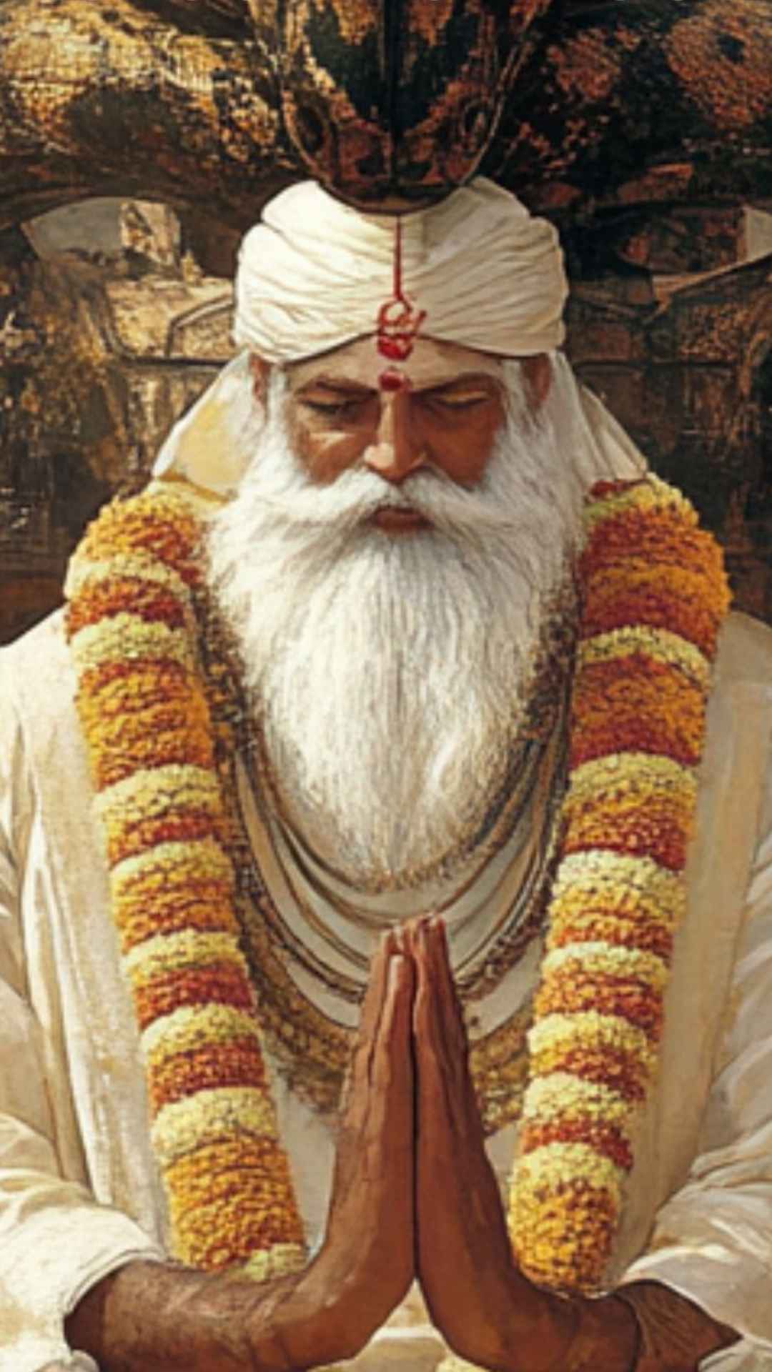 auf dem Bild ist eine Zeichnung von Patanjali zu sehen wie er die hände in der Prana Mudra hat so wie in den Die acht Stufen des Yoga erklärt 