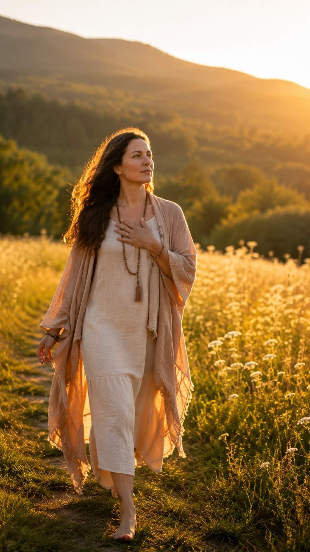 Yogini bei der Pranayama Atmung 