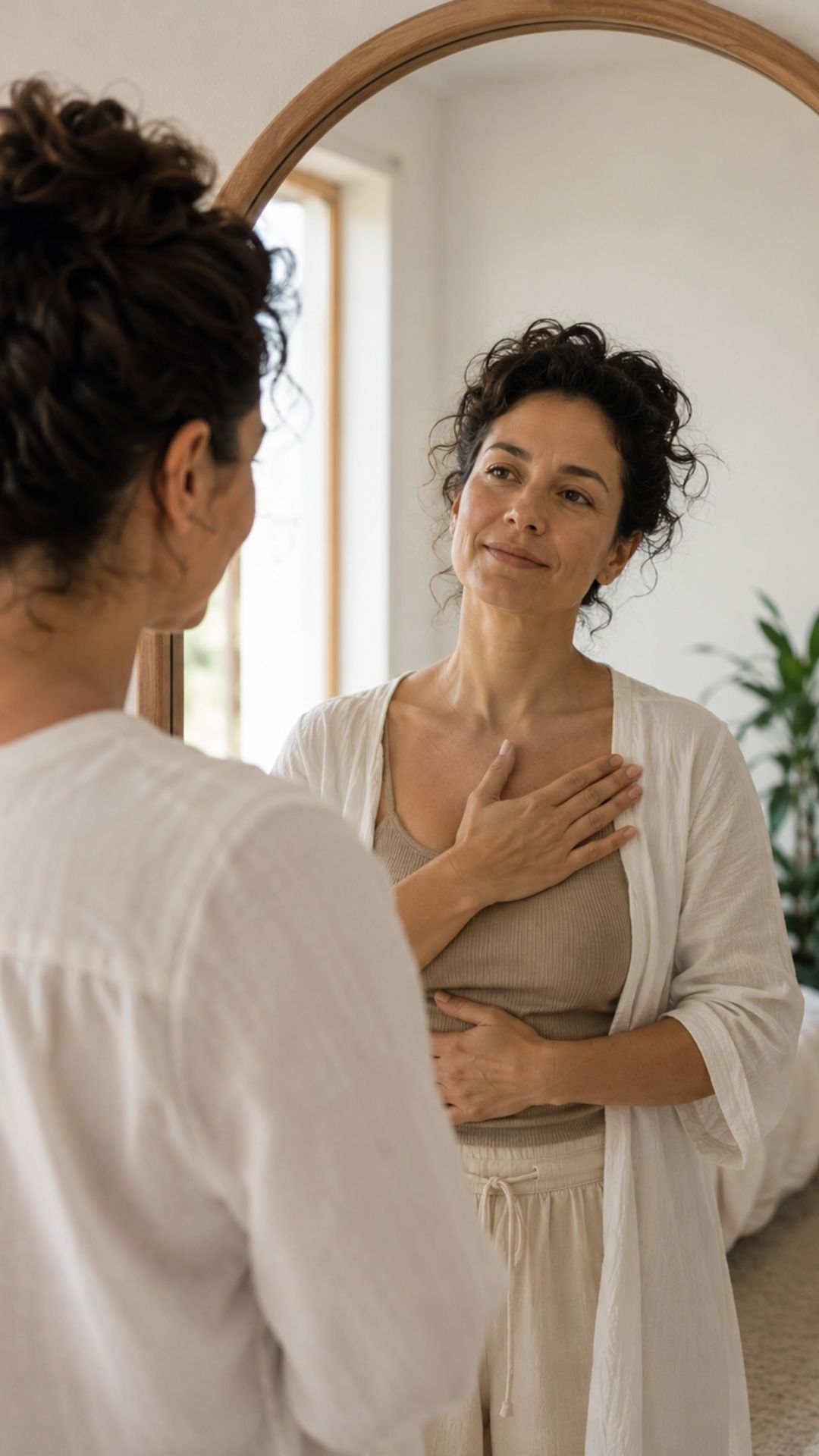 Yogini bei der Pranayama Atmung 