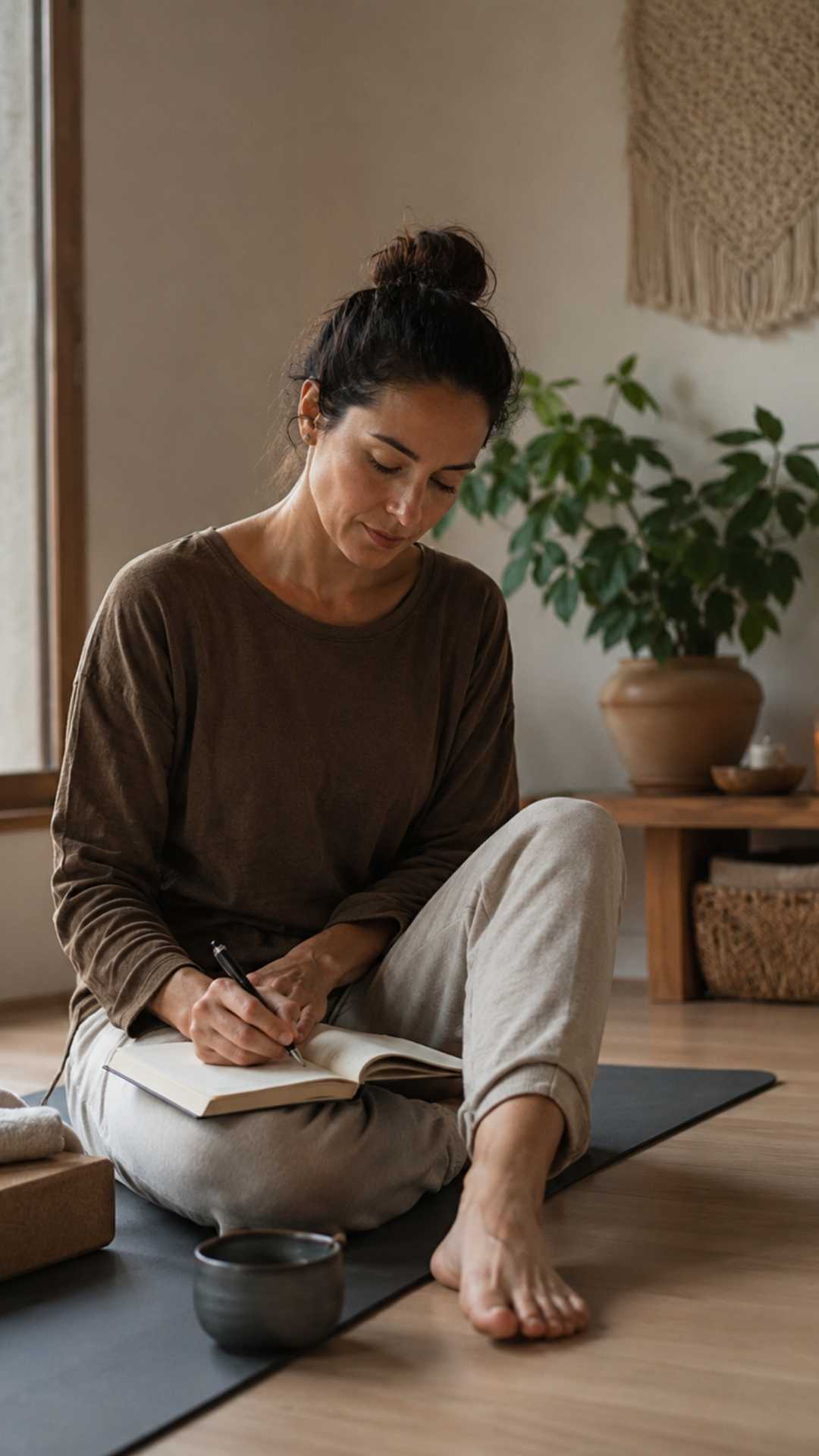 Yogini bei der Pranayama Atmung 