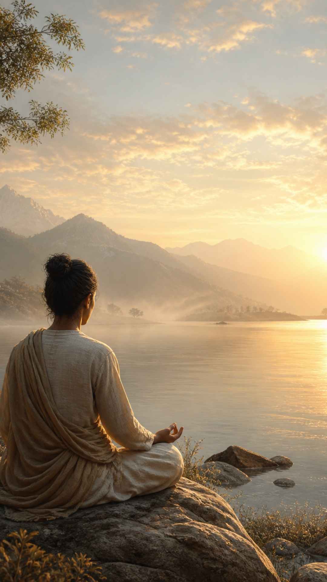 Yogini bei der Pranayama Atmung 