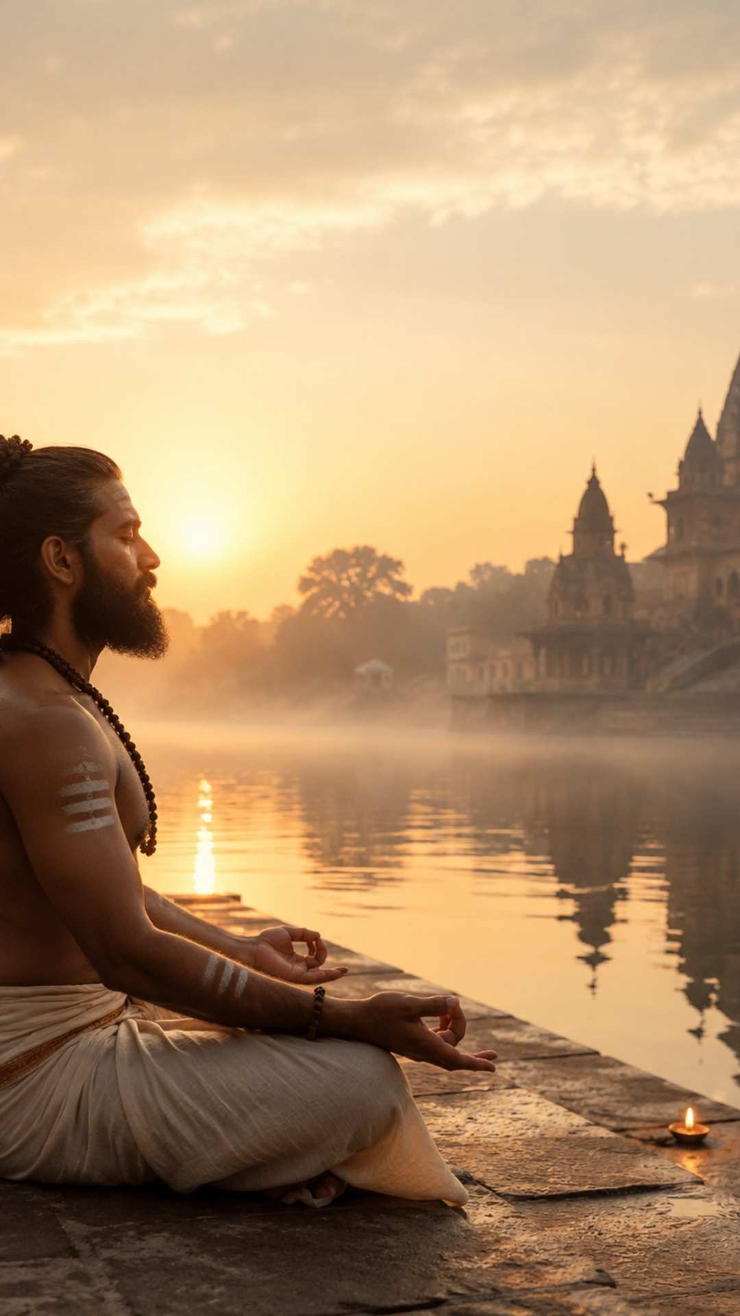 Yogini bei der Pranayama Atmung 