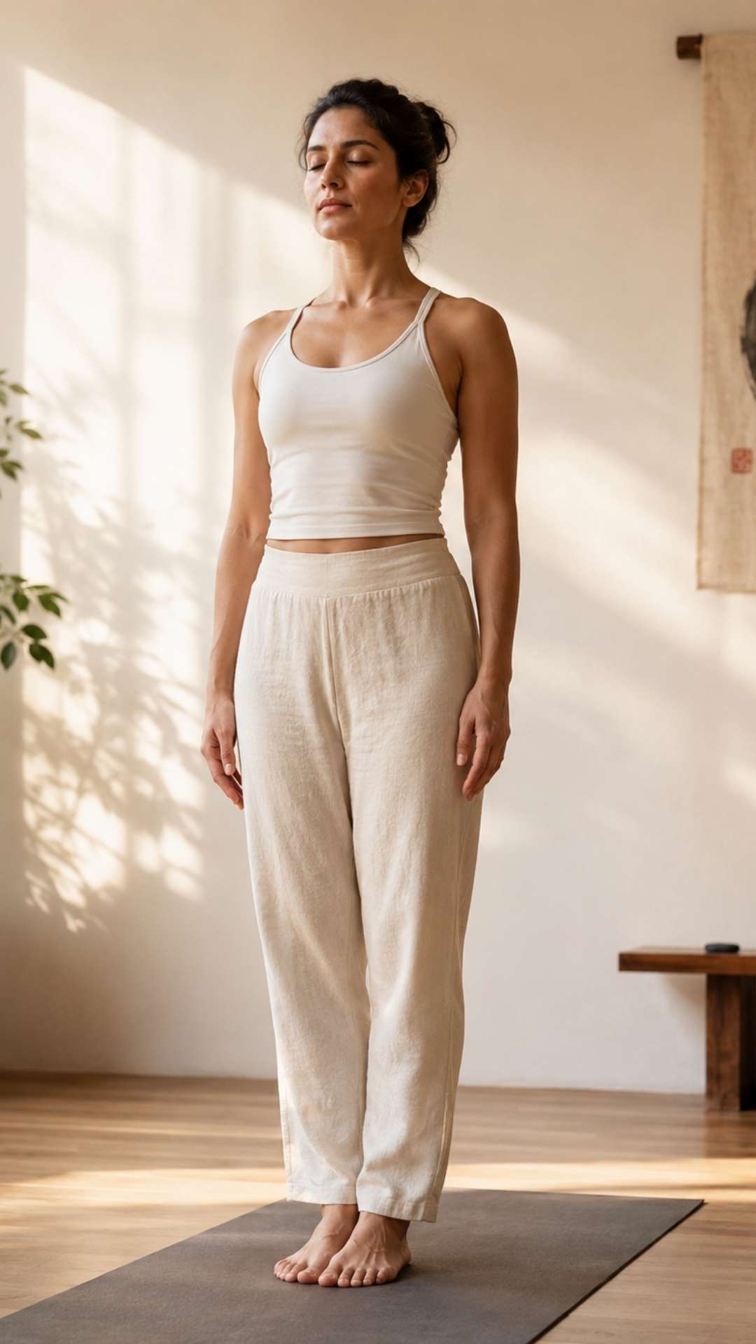 Yogini bei der Pranayama Atmung 