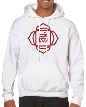 Unisex Hoodie mit Wurzelchakra Yantra | Premium Pullover mit Root Chakra Symbol | Spiritueller Kapuzenpullover aus Bio-Baumwolle